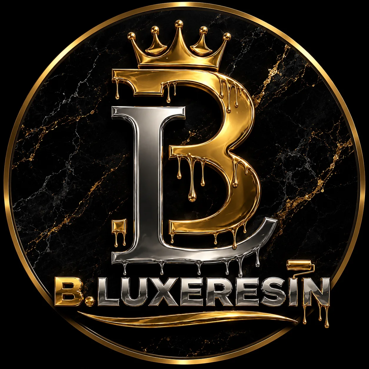 B.LUXERESIN luxury black and gold logo